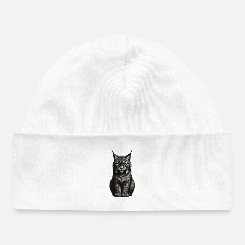 Portrait du chat noir et blanc - Bonnet bébé bio - blanc