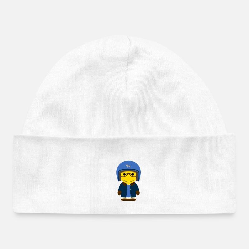 GEEKLEY biker bleu et veste huilée - Bonnet bébé bio - blanc