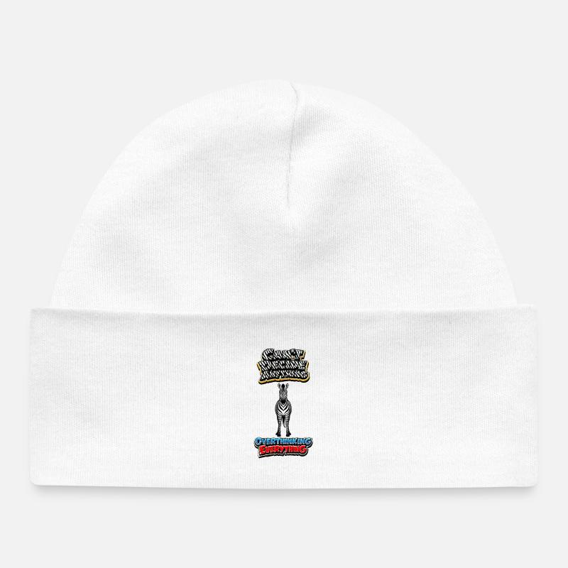 Zebra Overthinking Graphics - Baby Organic Beanie - white