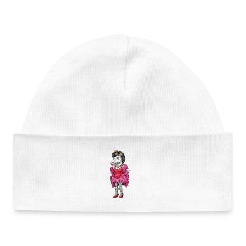 Regal Mare Diva in Pink Feathers - Baby Organic Beanie - white - Front