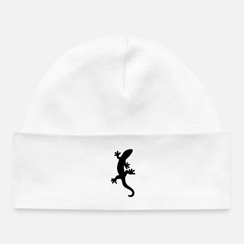 Cadeau nature gecko lézard salamandre - Bonnet bébé bio - blanc