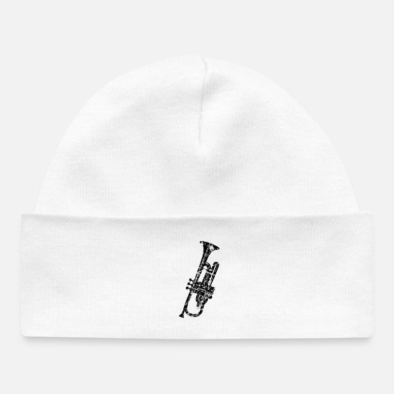Trompette (Vintage Black) - Bonnet bébé bio - blanc