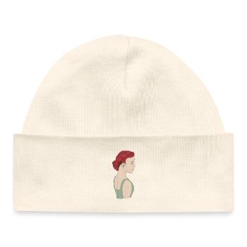 Girl using a hearing aid - Baby Organic Beanie - white - Front