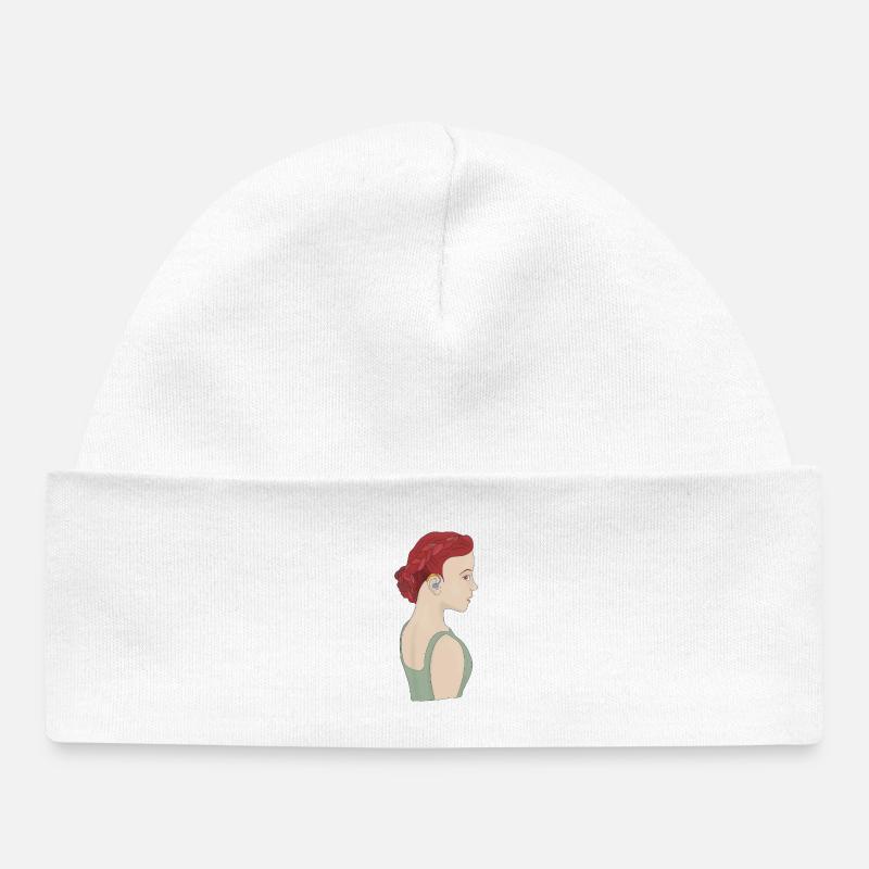 Fille utilisant une aide auditive - Bonnet bébé bio - blanc
