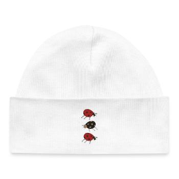 trio de coccinelles - Bonnet bébé bio - blanc - Devant