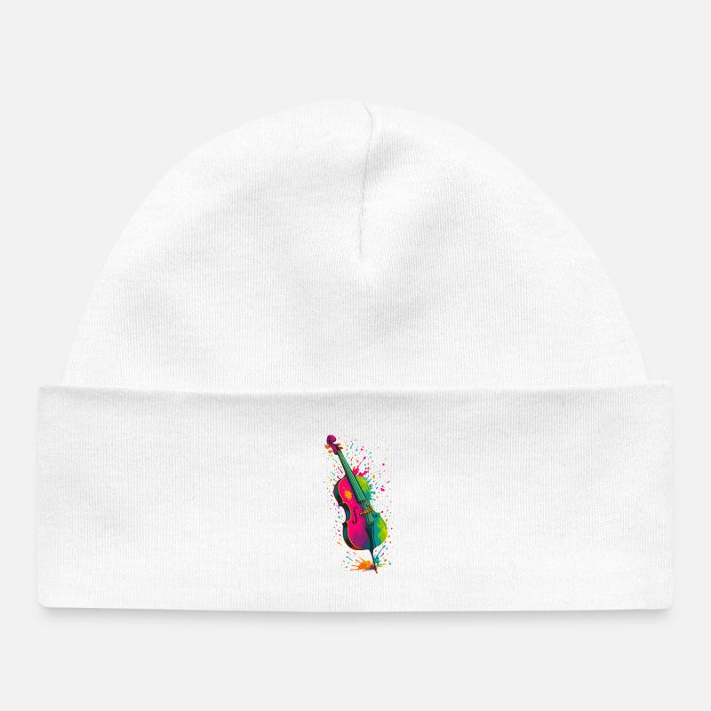 Violoncelle Splash - Bonnet bébé bio - blanc