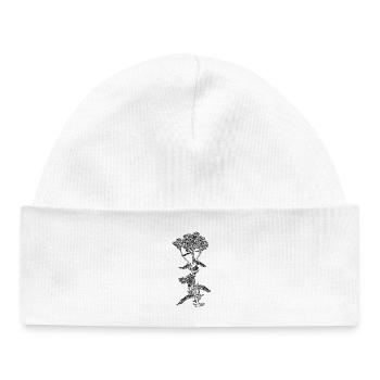 Illustration de fleur d’achillée millefeuille - Bonnet bébé bio - blanc - Devant