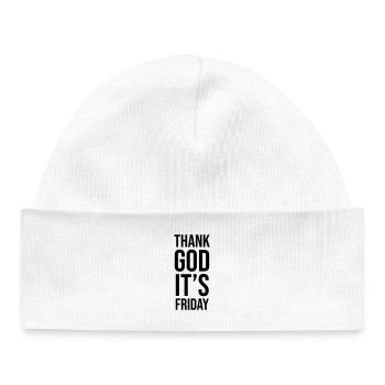 Dieu merci, c’est vendredi - Bonnet bébé bio - blanc - Devant