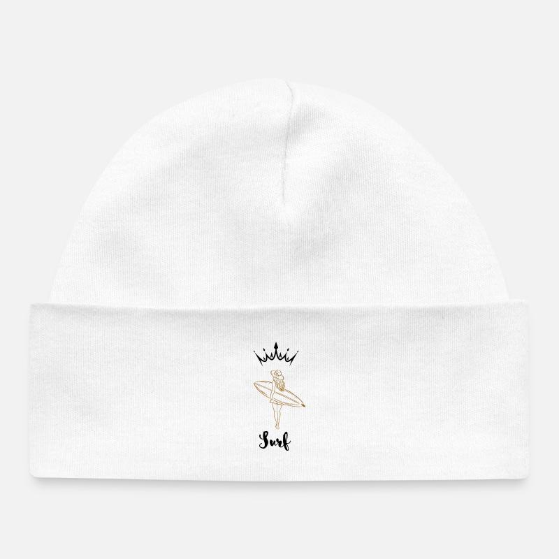 Surfeuse rétro doré - Bonnet bébé bio - blanc