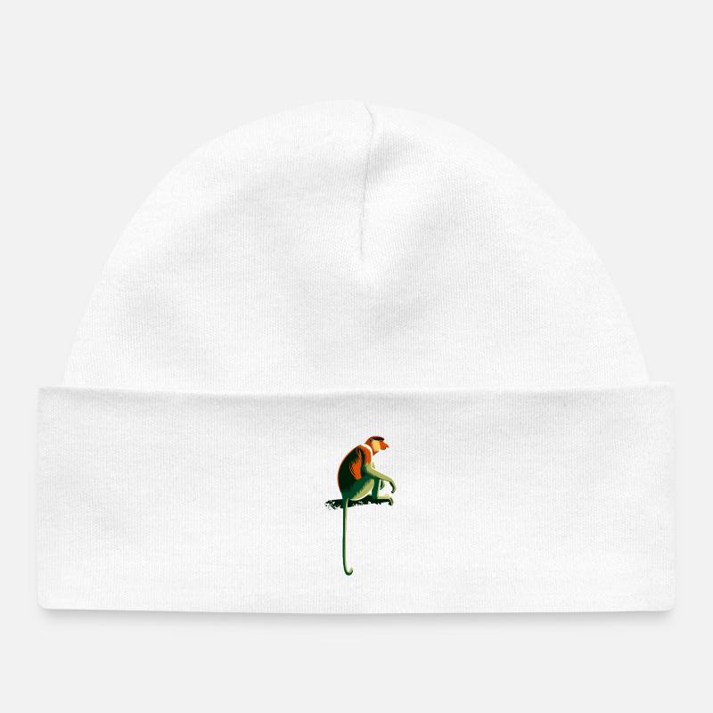 Proboscis monkey - Baby Organic Beanie - white