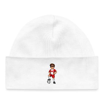 Soccer Boy Canada Fan Canadian Flag - Baby Organic Beanie - white - Front