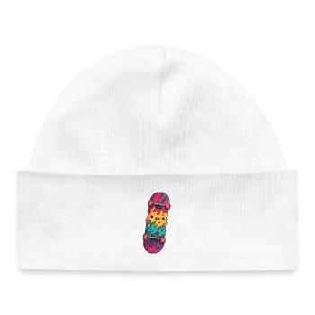 Flame Skateboard Laughing Face - Baby Organic Beanie - white - Front
