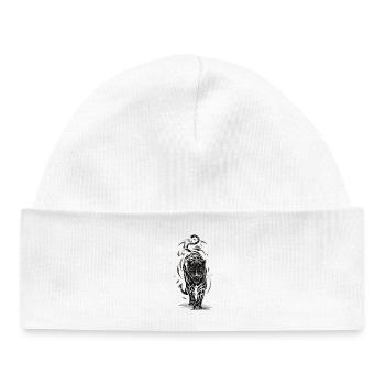 Tigre tribal - Gros félin noir et blanc - Bonnet bébé bio - blanc - Devant