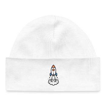 Rocket Launch Space Comic - Baby Organic Beanie - white - Front