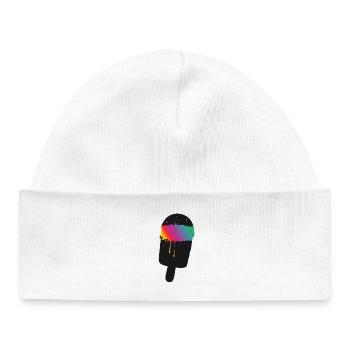Regenbogen Eis Silhouette Street Art Style  - Baby Organic Mütze - Weiß - Vorne