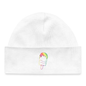 Contour de glace arc-en-ciel style néon - Bonnet bébé bio - blanc - Devant
