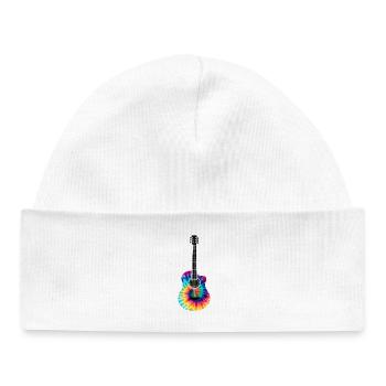Multi-Colored Tie Dye Guitar Design - Baby Organic Beanie - white - Front