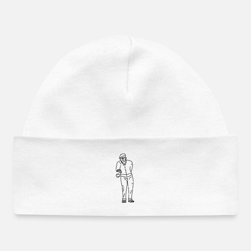 Joueur de pétanque droitier - Bonnet bébé bio - blanc