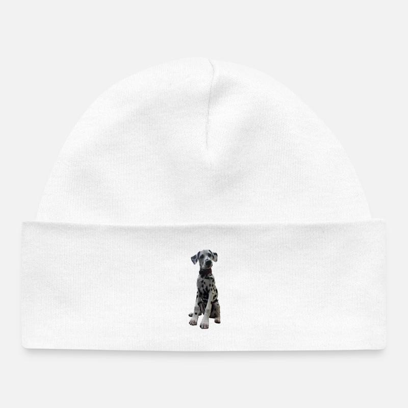Contraste de motif de chiot dalmatien - Bonnet bébé bio - blanc