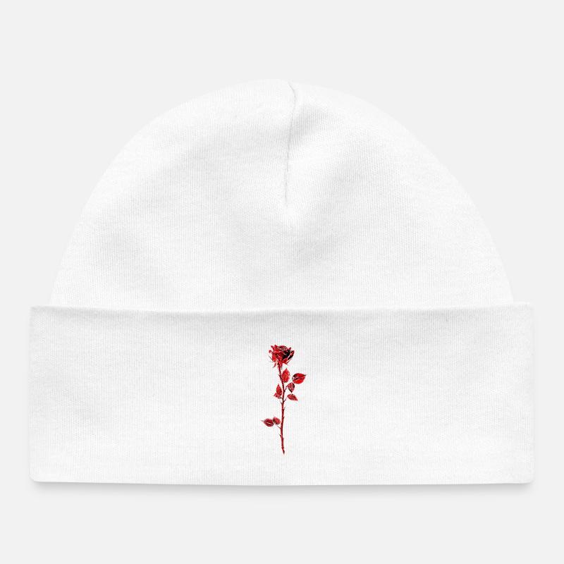 Illustration d’anémone rose pourpre - Bonnet bébé bio - blanc
