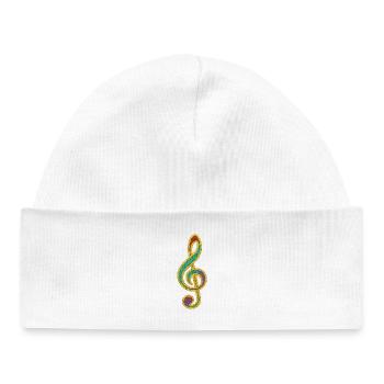 Colorful Glitter Treble Clef Design - Baby Organic Beanie - white - Front
