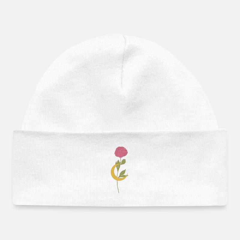 Croissant floral élégant - Bonnet bébé bio - blanc