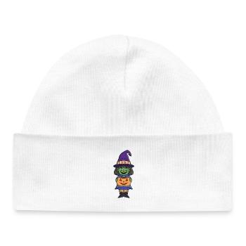 Citrouille Sorcière Halloween - Bonnet bébé bio - blanc - Devant