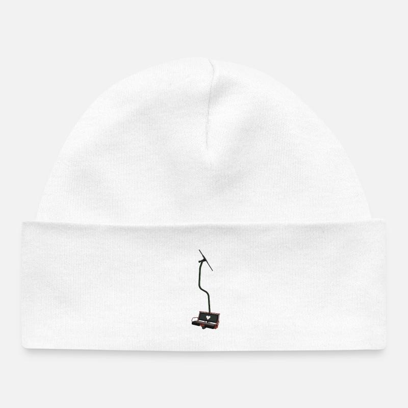 Télésiège double - rouge, vert, noir, coeur - Bonnet bébé bio - blanc