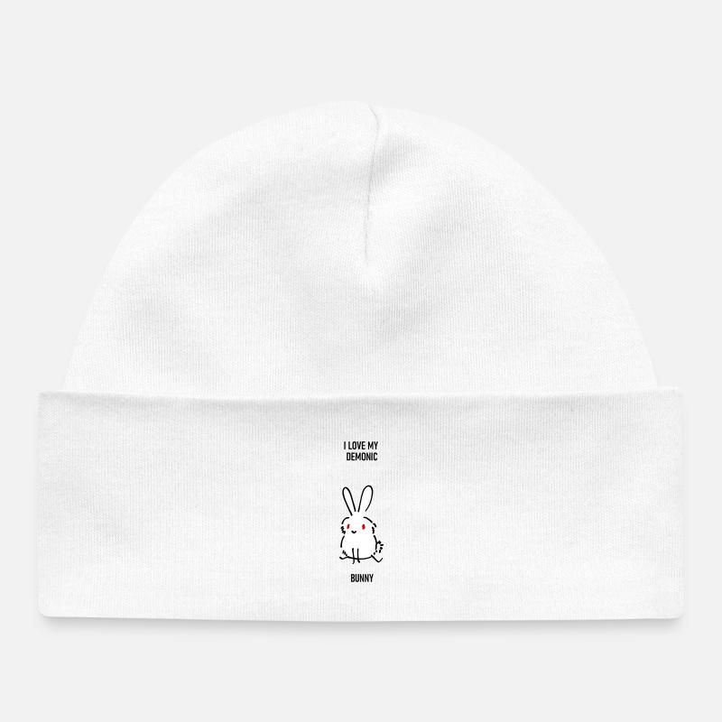 Image hilarante et drôle de lapin / lapin maléfique - Bonnet bébé bio - blanc