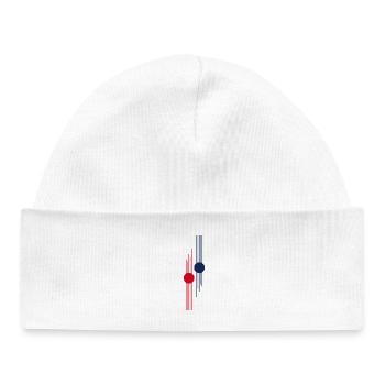 Impulsion géométrique rouge-bleu - Bonnet bébé bio - blanc - Devant