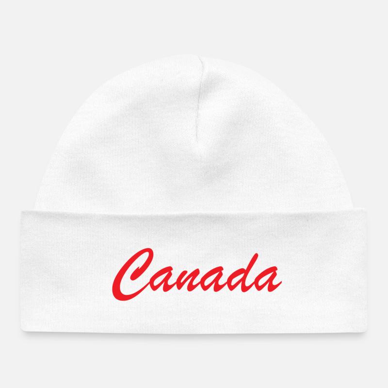 Lettrage Canada Script Rouge - Bonnet bébé bio - blanc