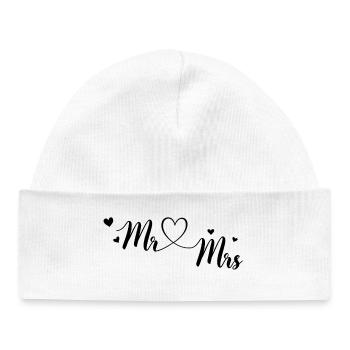 Mr & MRS à personnaliser - Bonnet bébé bio - blanc - Devant