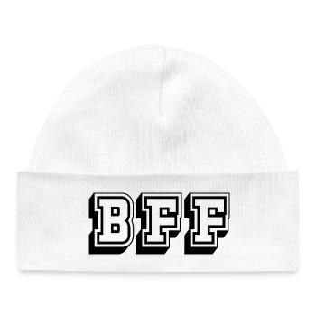 BFF Tshirt black - Baby Organic Beanie - white - Front