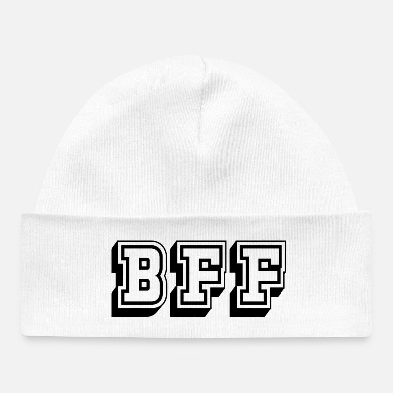 BFF Tshirt black - Baby Organic Beanie - white