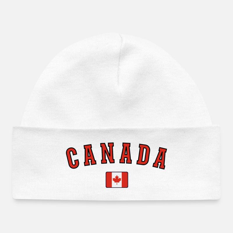 Drapeau du Canada, fierté canadienne - Bonnet bébé bio - blanc