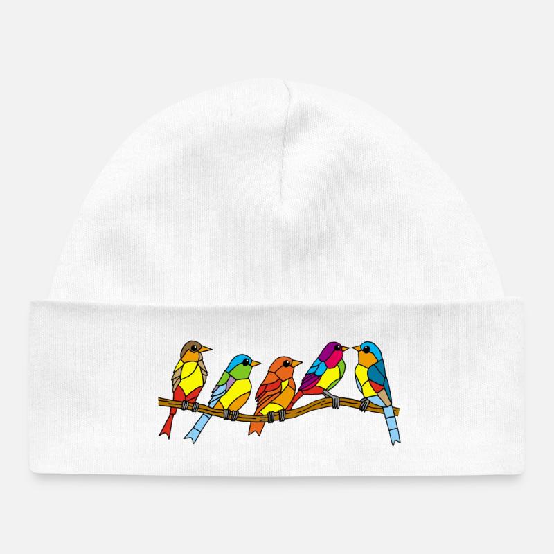 oiseaux et couleurs - Bonnet bébé bio - blanc
