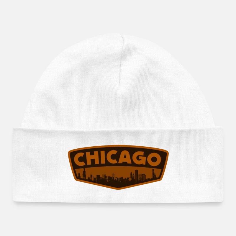 Chicago, Illinois, États-Unis - Bonnet bébé bio - blanc
