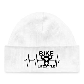 bike lifestyle chain sprocket bike symbol pulse - Baby Organic Beanie - white - Front