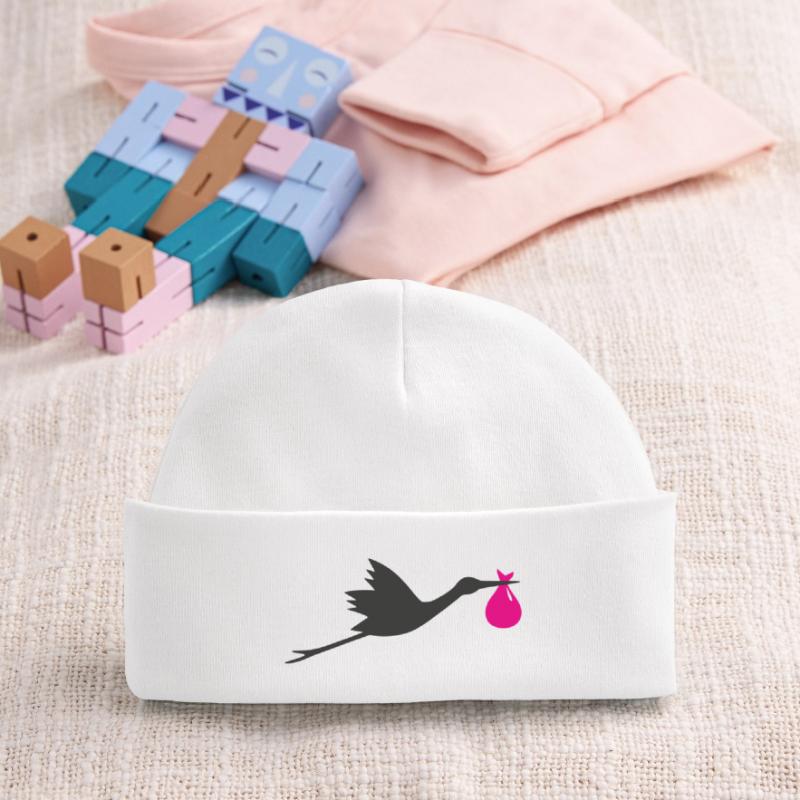 Klapperstorch Storch Mädchen rosa Baby Organic Mütze