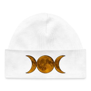 Triple Moon Wicca – Göttin in Gold - Baby Organic Mütze - Weiß - Vorne