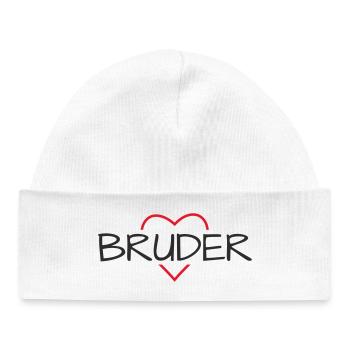 Anniversaire cadeau du Frère Cœur - Bonnet bébé bio - blanc - Devant