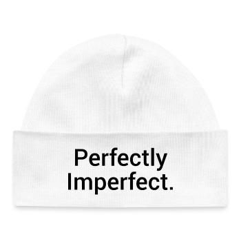 Perfectly Imperfect. – Minimalist statement - Baby Organic Beanie - white - Front
