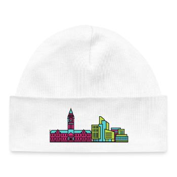 Bradford City Skyline City Hall Modern Line Art - Baby Organic Beanie - white - Front