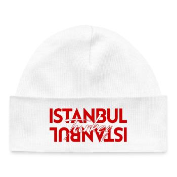 Die moderne Istanbul-Türkei spiegelt die typografische Kunst wider - Baby Organic Mütze - Weiß - Vorne