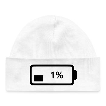 Battery symbol charge level 1% - Baby Organic Beanie - white - Front