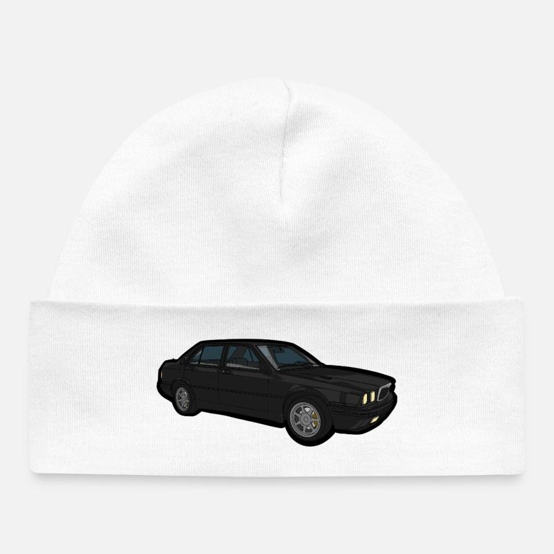 Schwarzer Oldtimer Sedan - Baby Organic Mütze - Weiß