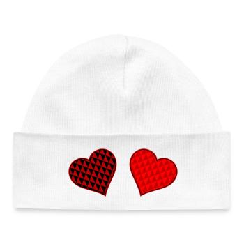 Geometric Heart Duo Red Black - Baby Organic Beanie - white - Front