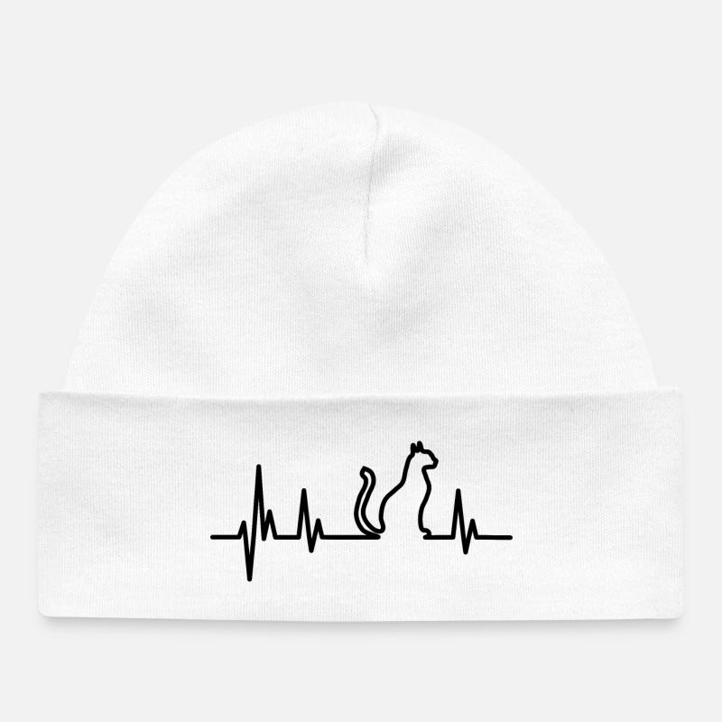 Chat chaton chat noir cadeau - Bonnet bébé bio - blanc