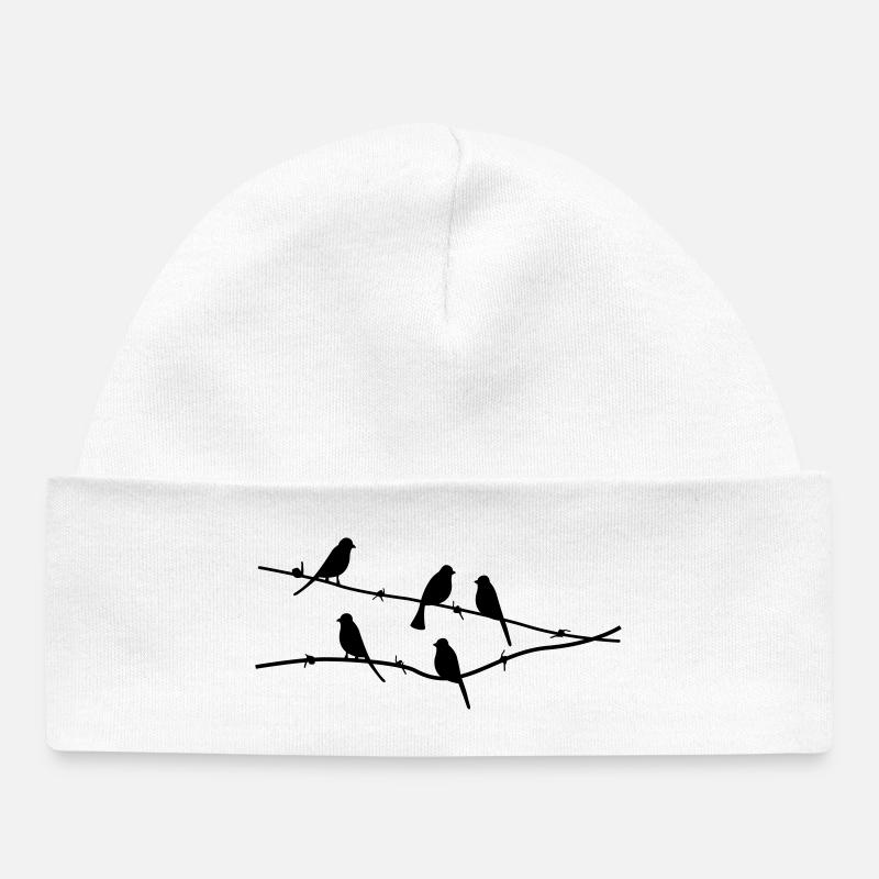 oiseaux - Bonnet bébé bio - blanc