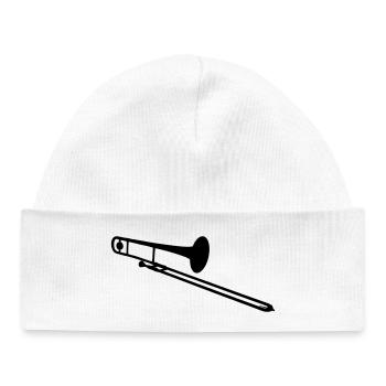 Instrument à vent de trombone - Bonnet bébé bio - blanc - Devant